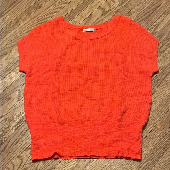 Kaily K Vibrant Orange Crew Neck Sweater Tee - Picture 1 of 10